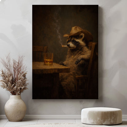 Cowboy Raccoon Canvas Wall Art