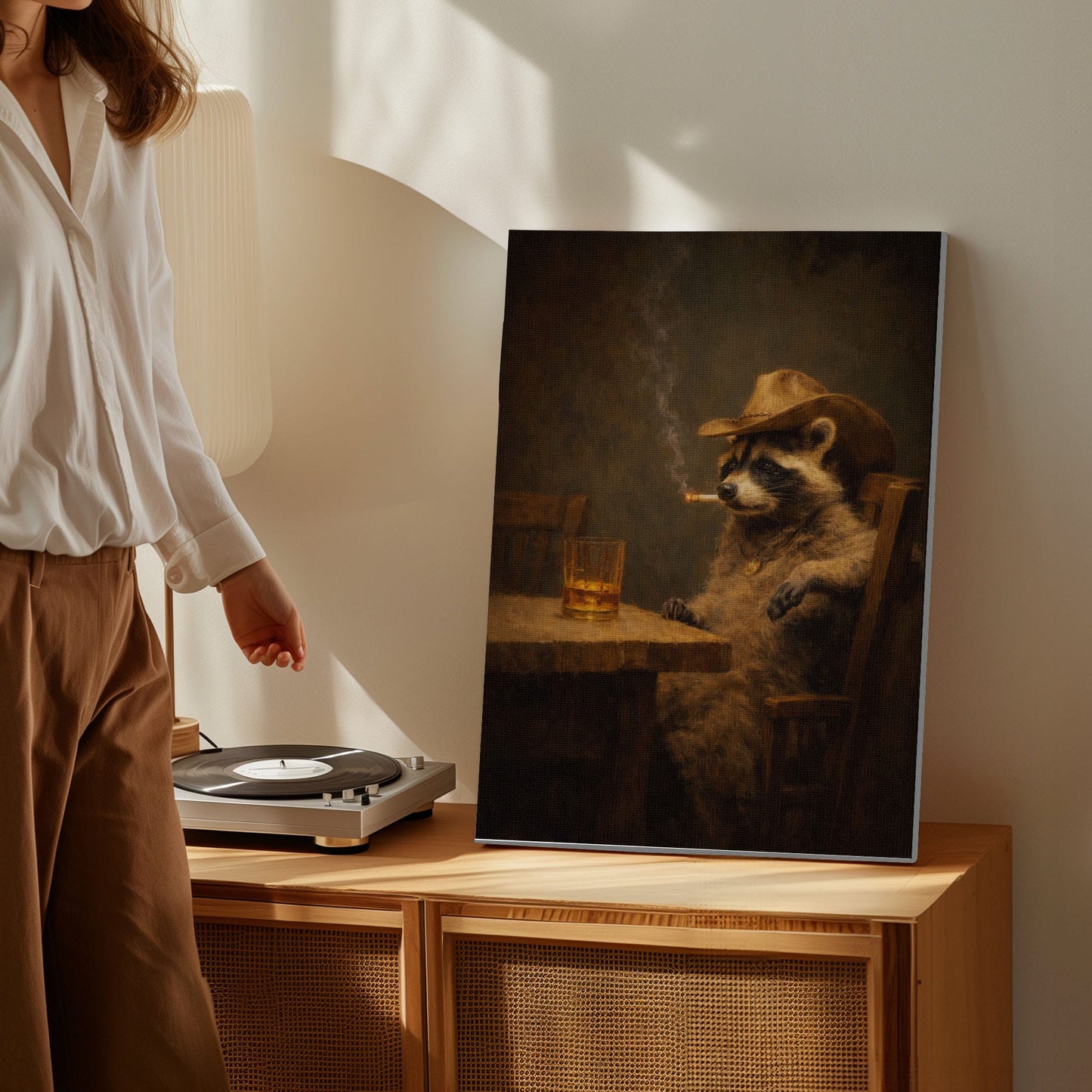 Cowboy Raccoon Canvas Wall Art