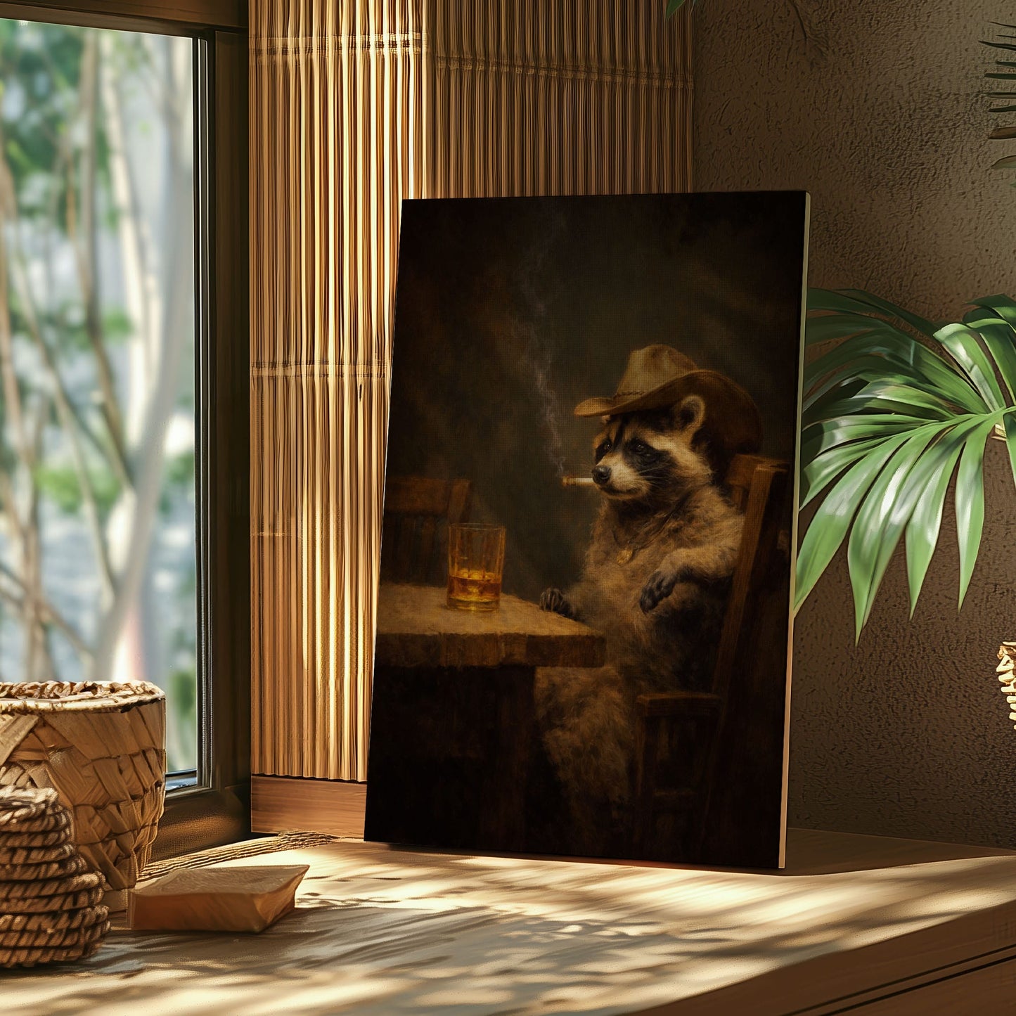 Cowboy Raccoon Canvas Wall Art