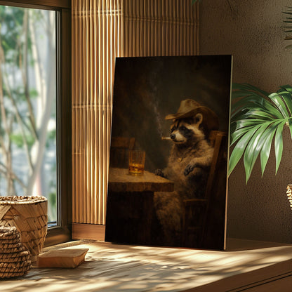Cowboy Raccoon Canvas Wall Art