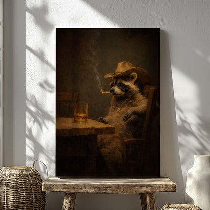 Cowboy Raccoon Canvas Wall Art