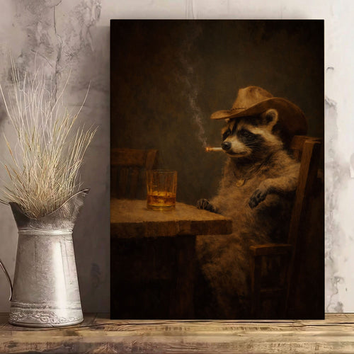 Cowboy Raccoon Canvas Wall Art