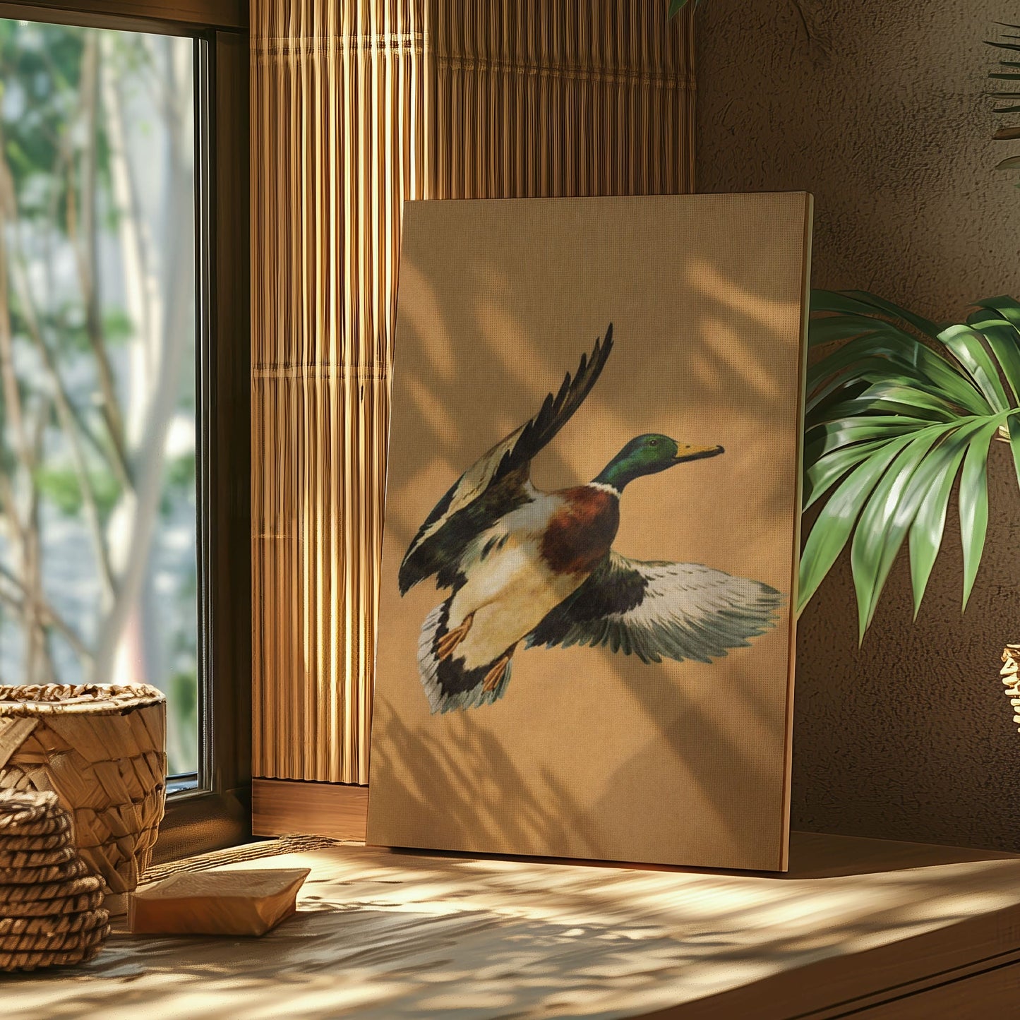 Flying Mallard Duck Canvas Wall Art