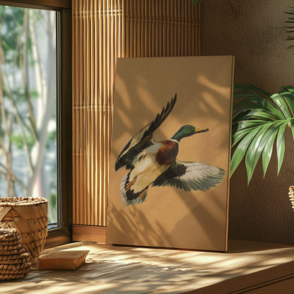 Flying Mallard Duck Canvas Wall Art