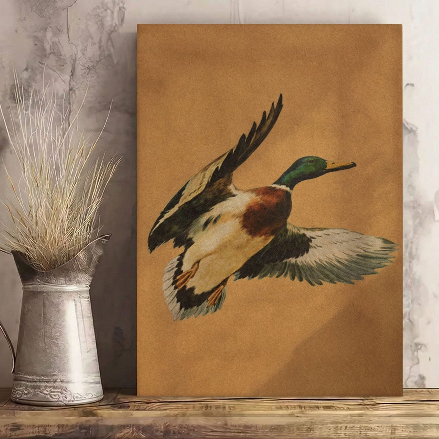 Flying Mallard Duck Canvas Wall Art