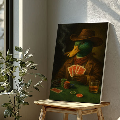 Playing Poker Duck Wall Art Decor Cabin Gift for Hunters