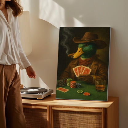 Playing Poker Duck Wall Art Decor Cabin Gift for Hunters