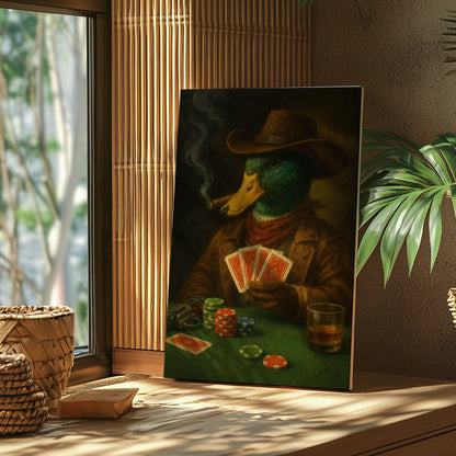 Playing Poker Duck Wall Art Decor Cabin Gift for Hunters