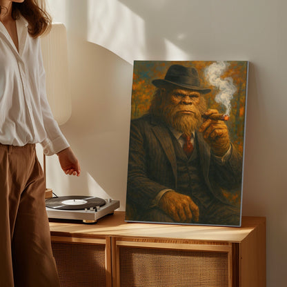 Bigfoot in Suit Smoking Cigar Wall Art