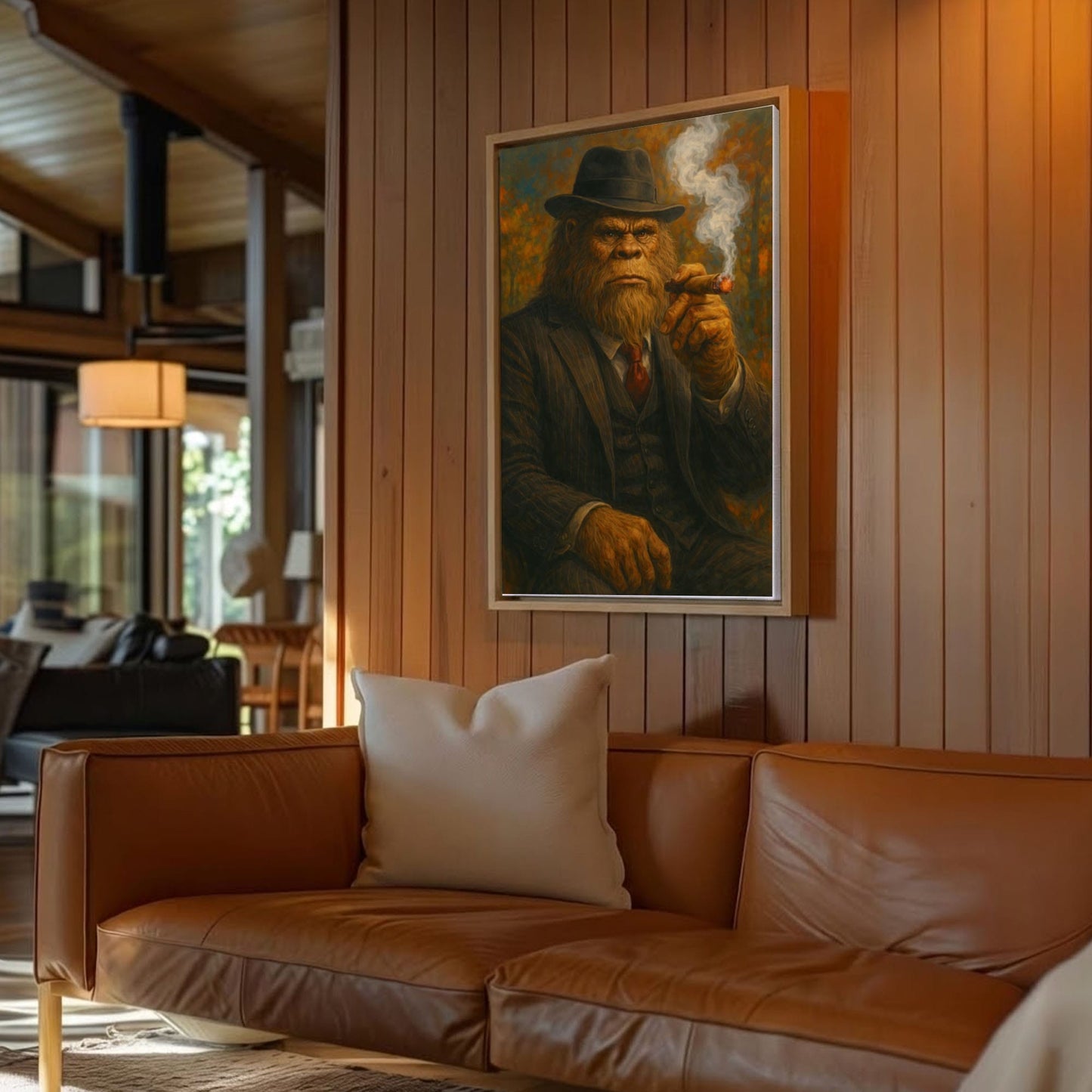 Bigfoot in Suit Smoking Cigar Wall Art