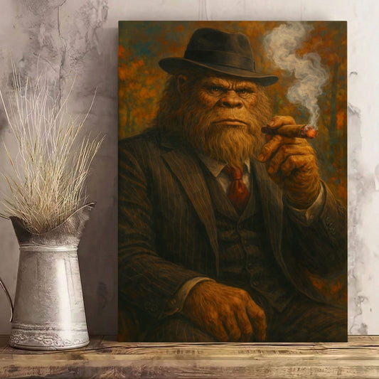 Bigfoot in Suit Smoking Cigar Wall Art