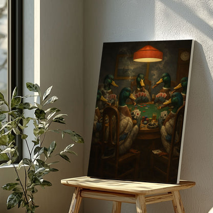 Ducks Playing Poker Canvas Wall Art