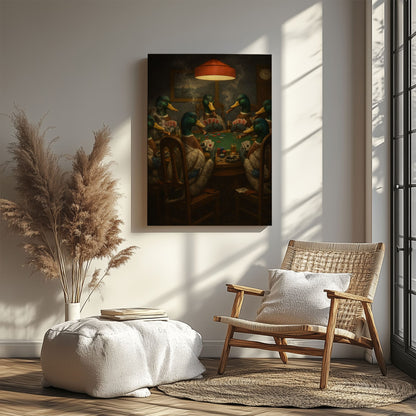 Ducks Playing Poker Canvas Wall Art
