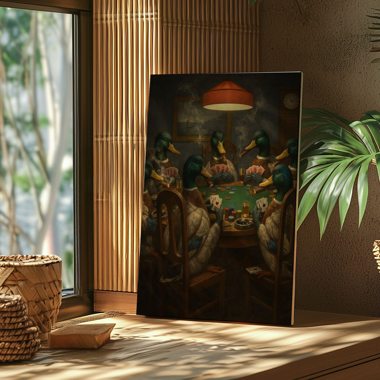Ducks Playing Poker Canvas Wall Art