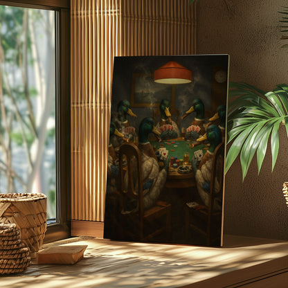 Ducks Playing Poker Canvas Wall Art