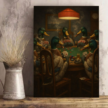 Ducks Playing Poker Canvas Wall Art