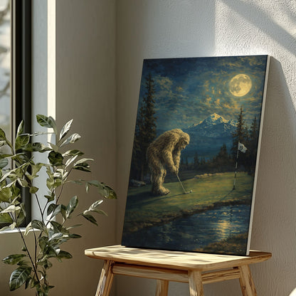 Sasquatch Golfing Art Print: Bigfoot "Bogey Putt
