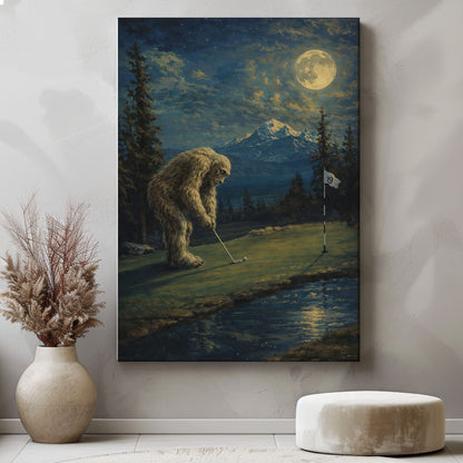 Sasquatch Golfing Art Print: Bigfoot "Bogey Putt
