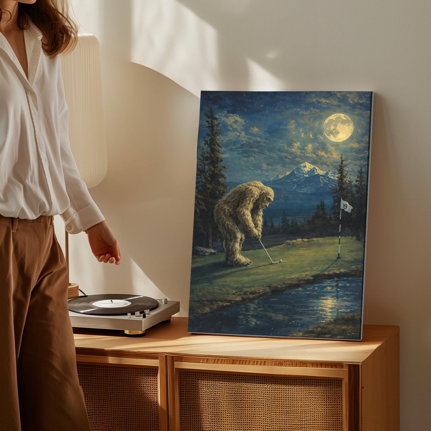 Sasquatch Golfing Art Print: Bigfoot "Bogey Putt