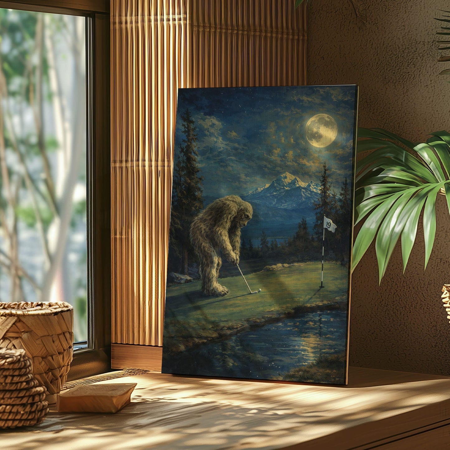 Sasquatch Golfing Art Print: Bigfoot "Bogey Putt