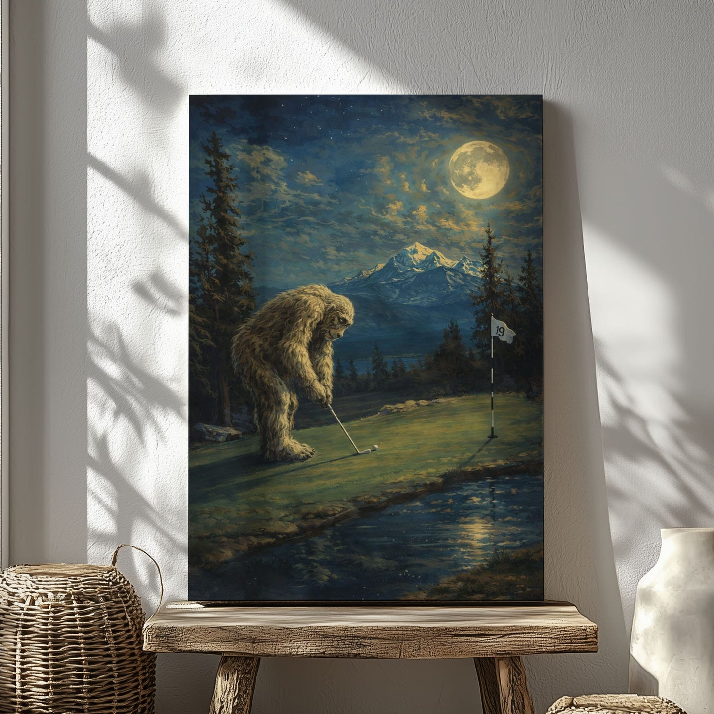 Sasquatch Golfing Art Print: Bigfoot "Bogey Putt