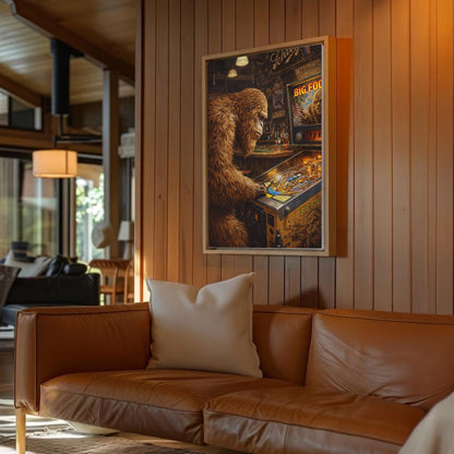 Sasquatch Pinball Wizard Art Print: Bigfoot Arcade Artwork