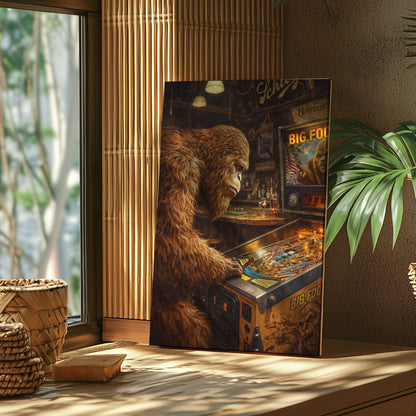 Sasquatch Pinball Wizard Art Print: Bigfoot Arcade Artwork