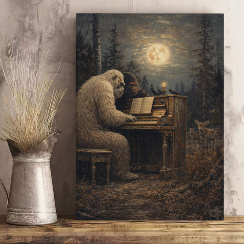 Sasquatch at Piano Art Print: Bigfoot Recital