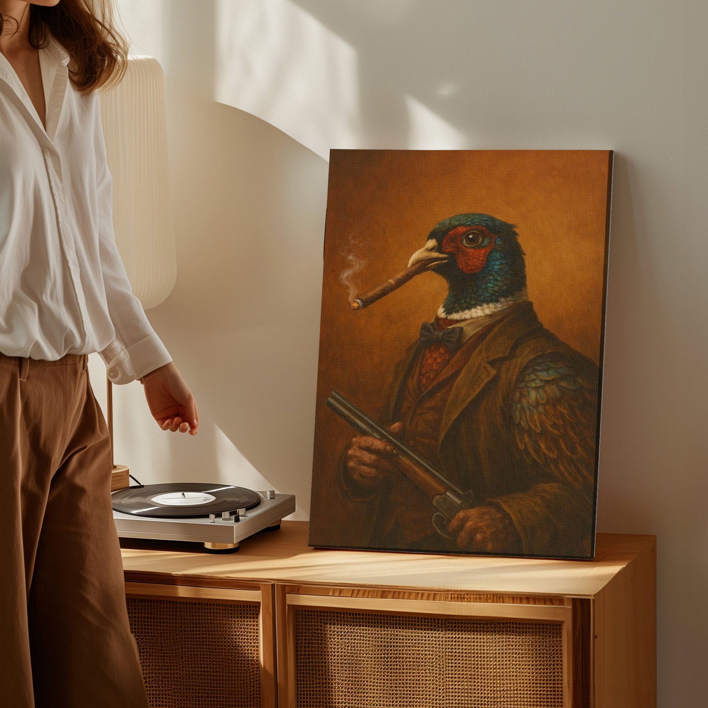 Pheasant Gentleman Smoking Cigar Classic Animal Art