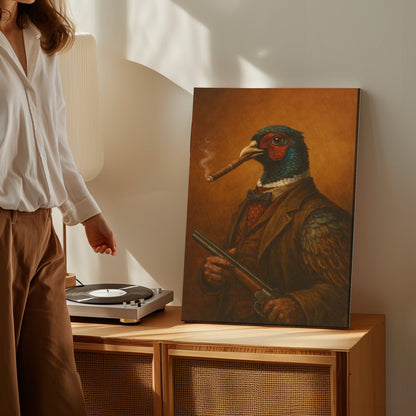 Pheasant Gentleman Smoking Cigar Classic Animal Art
