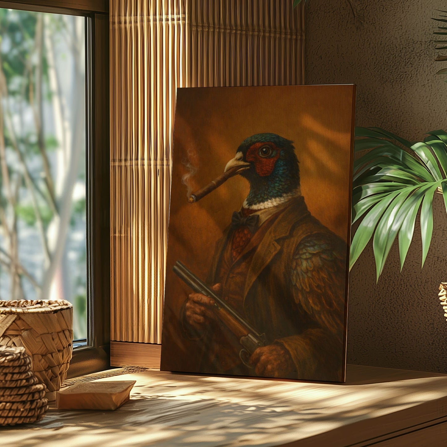 Pheasant Gentleman Smoking Cigar Classic Animal Art