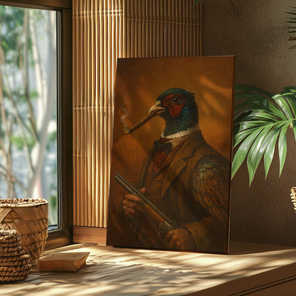 Pheasant Gentleman Smoking Cigar Classic Animal Art