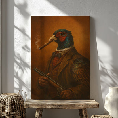 Pheasant Gentleman Smoking Cigar Classic Animal Art