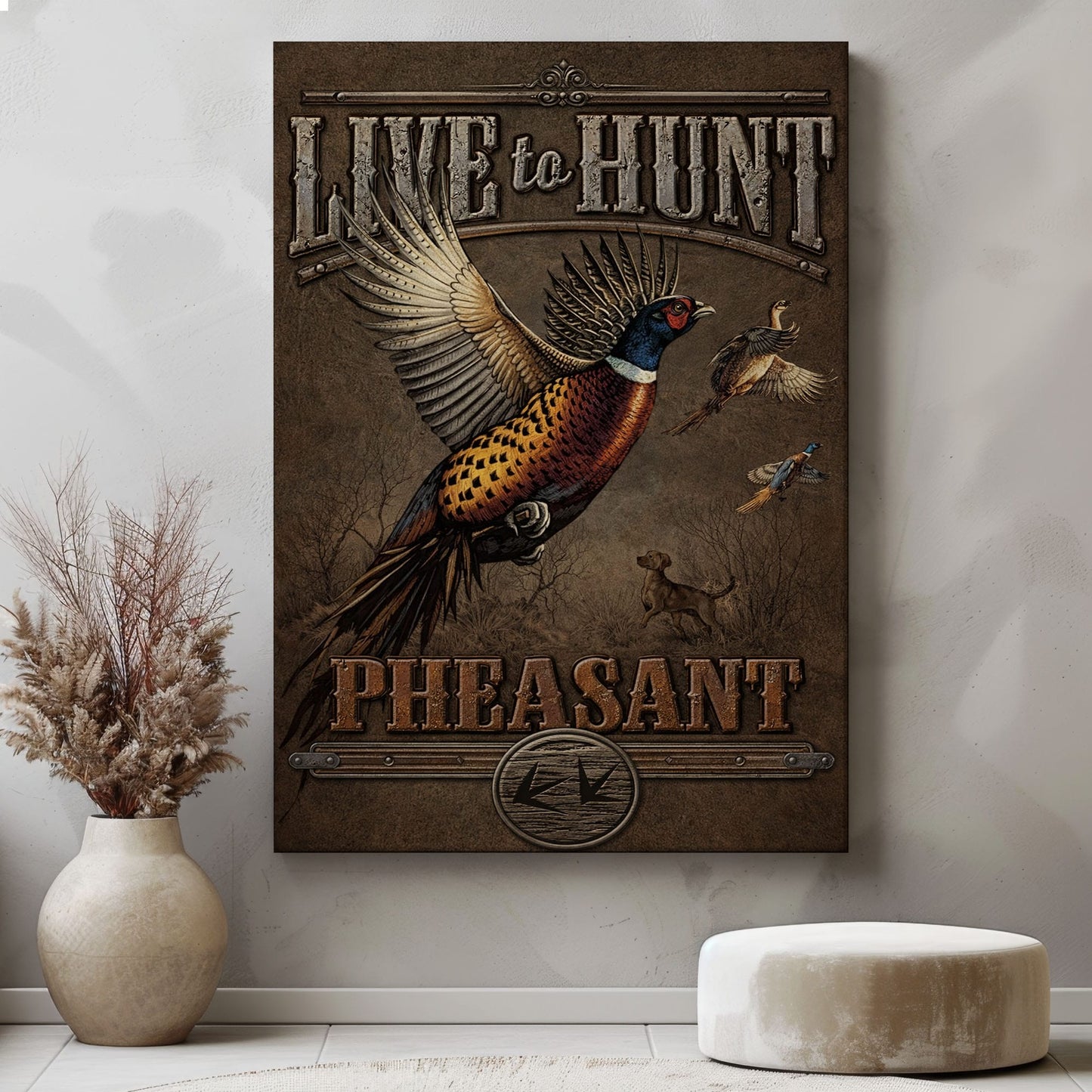 Live to Hunt Pheasant Hunting Vintage Canvas