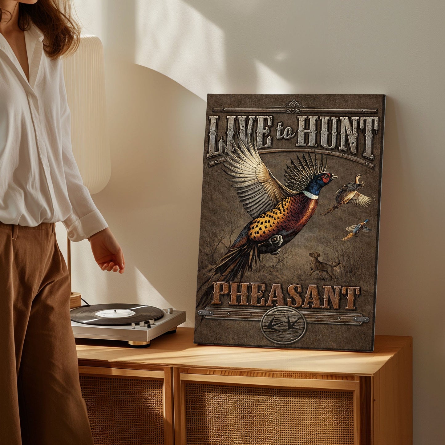 Live to Hunt Pheasant Hunting Vintage Canvas