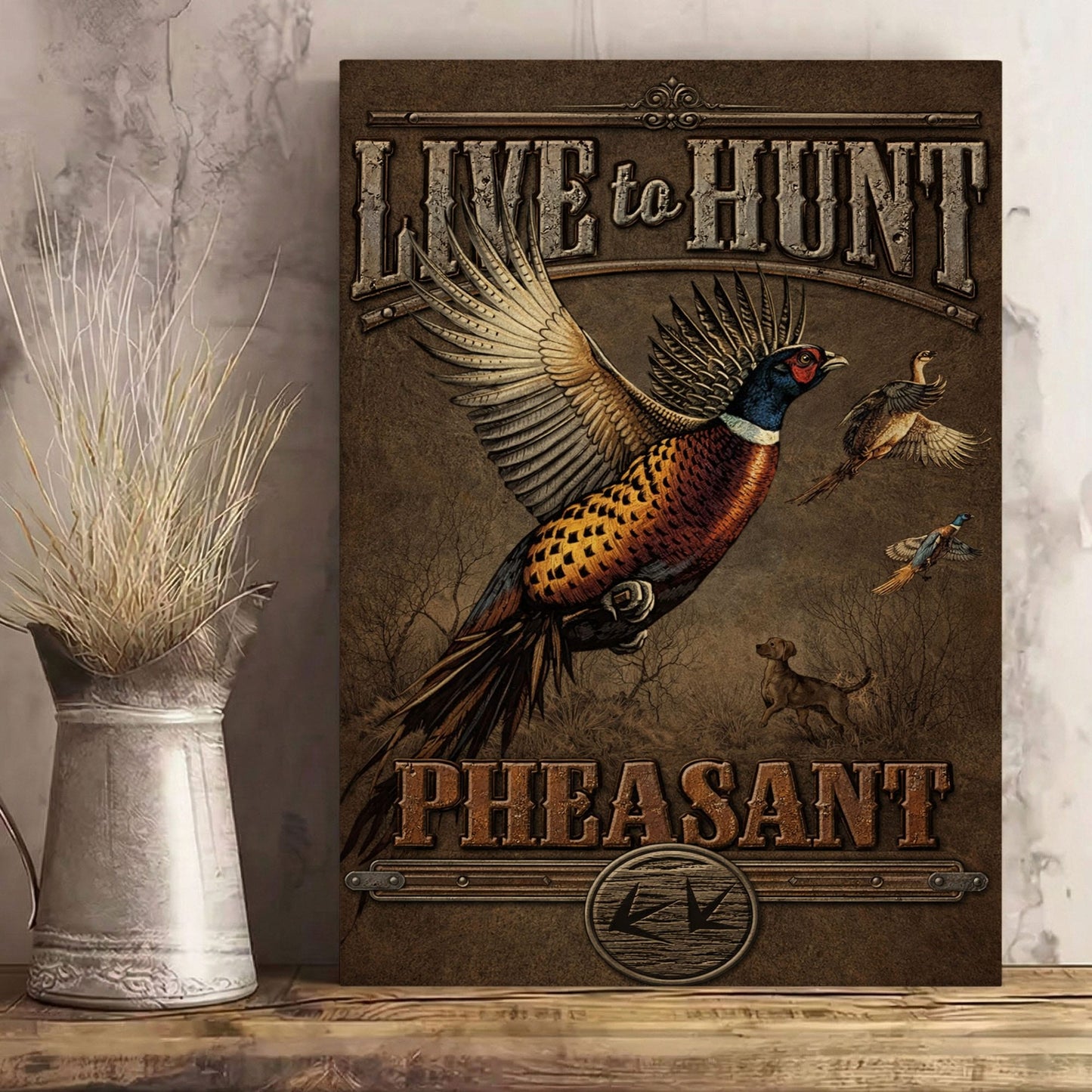 Live to Hunt Pheasant Hunting Vintage Canvas