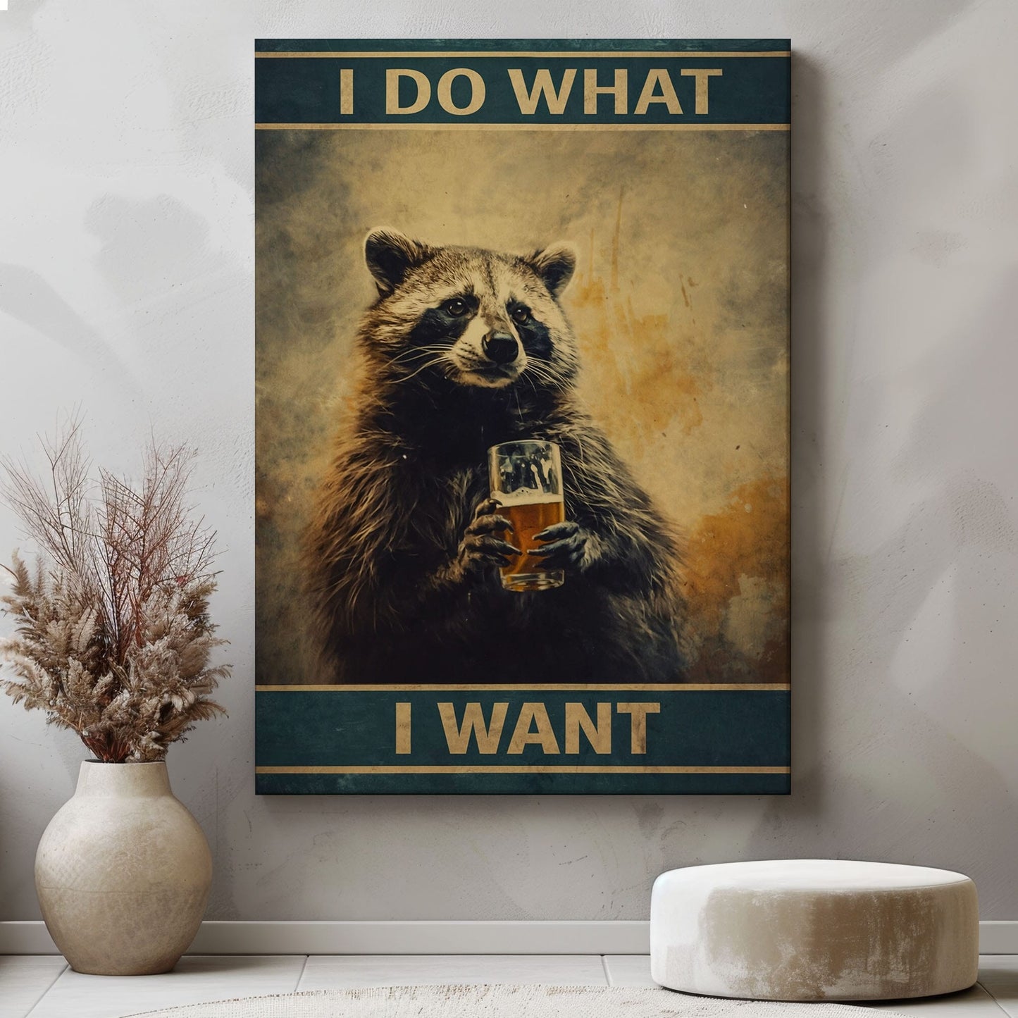 I Do What I Want Raccoon – Funny Beer Animal Wall Art Print