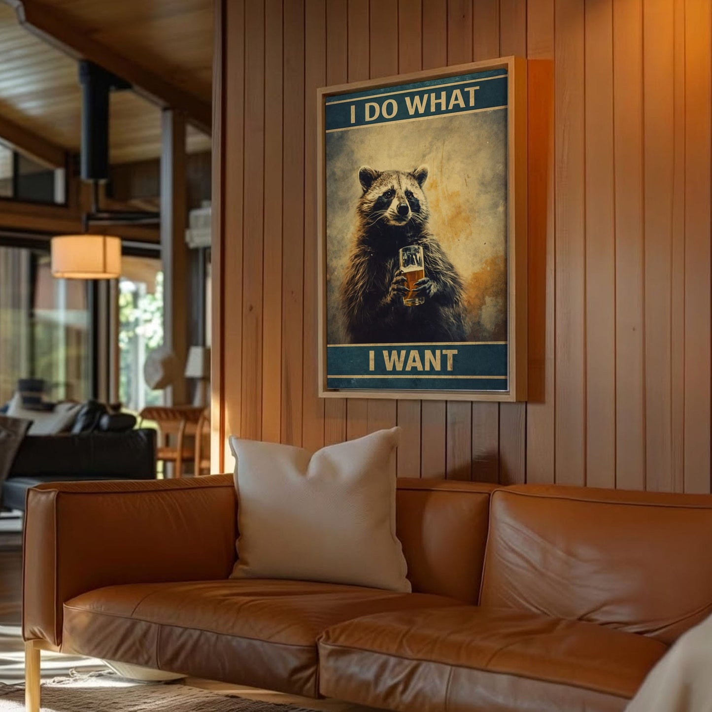 I Do What I Want Raccoon – Funny Beer Animal Wall Art Print
