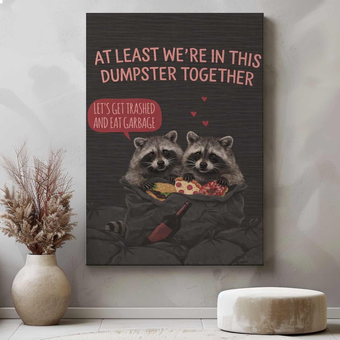 Funny Valentine Raccoon Wall Art Print