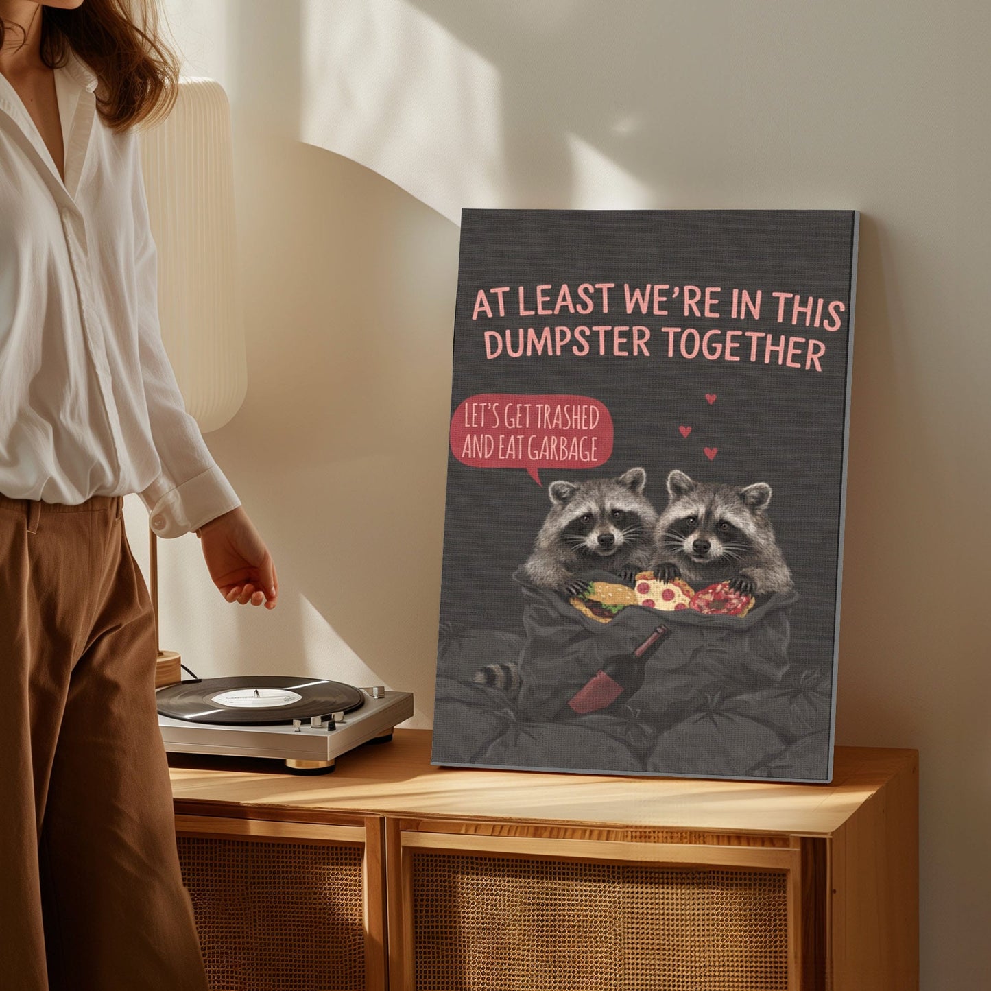 Funny Valentine Raccoon Wall Art Print