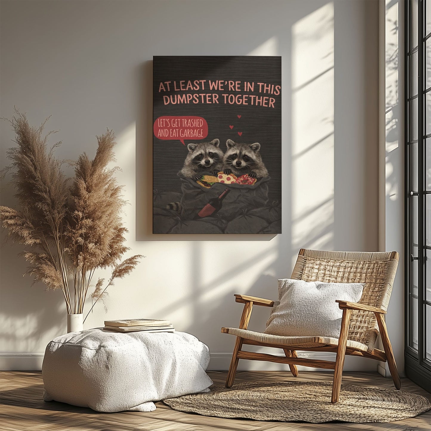 Funny Valentine Raccoon Wall Art Print