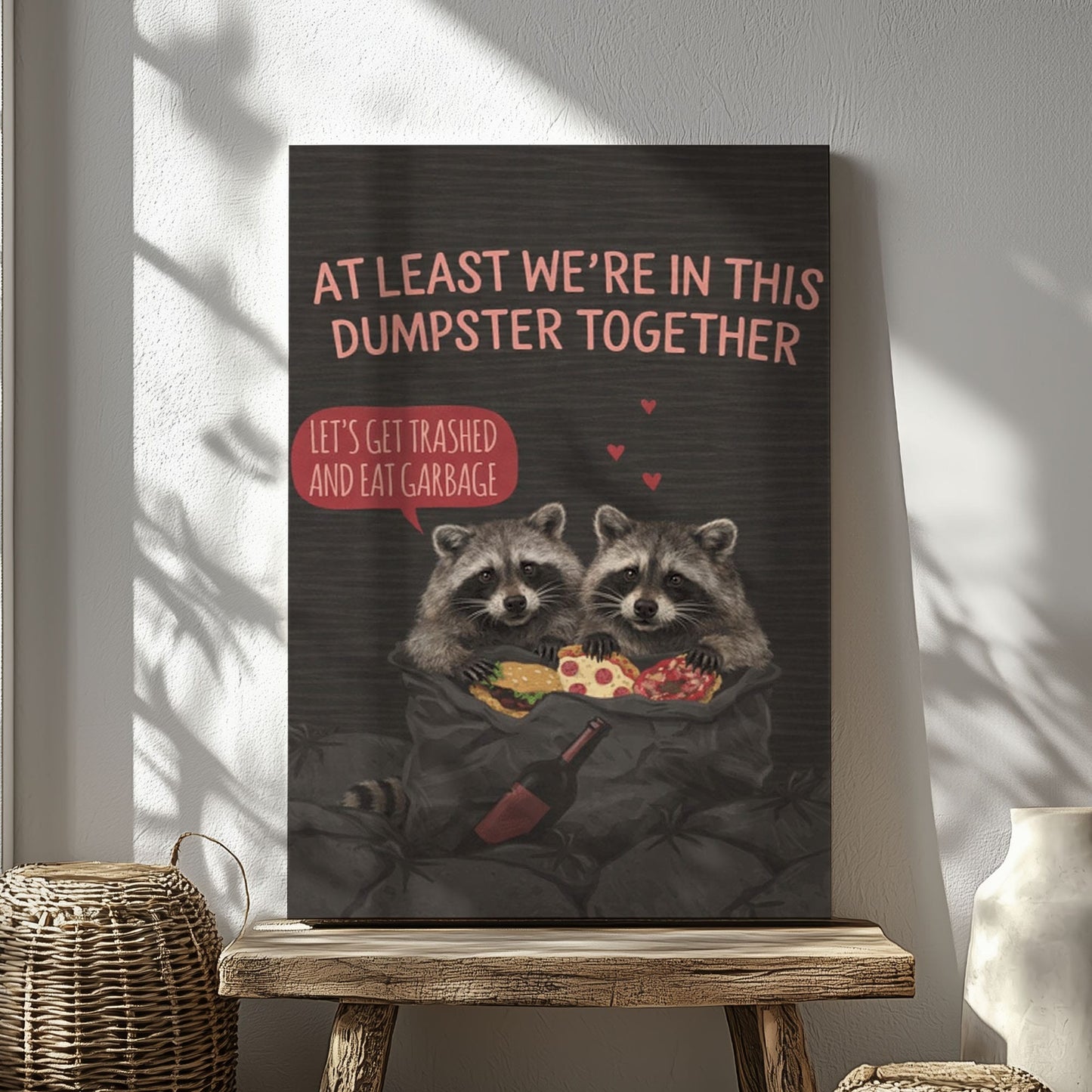 Funny Valentine Raccoon Wall Art Print