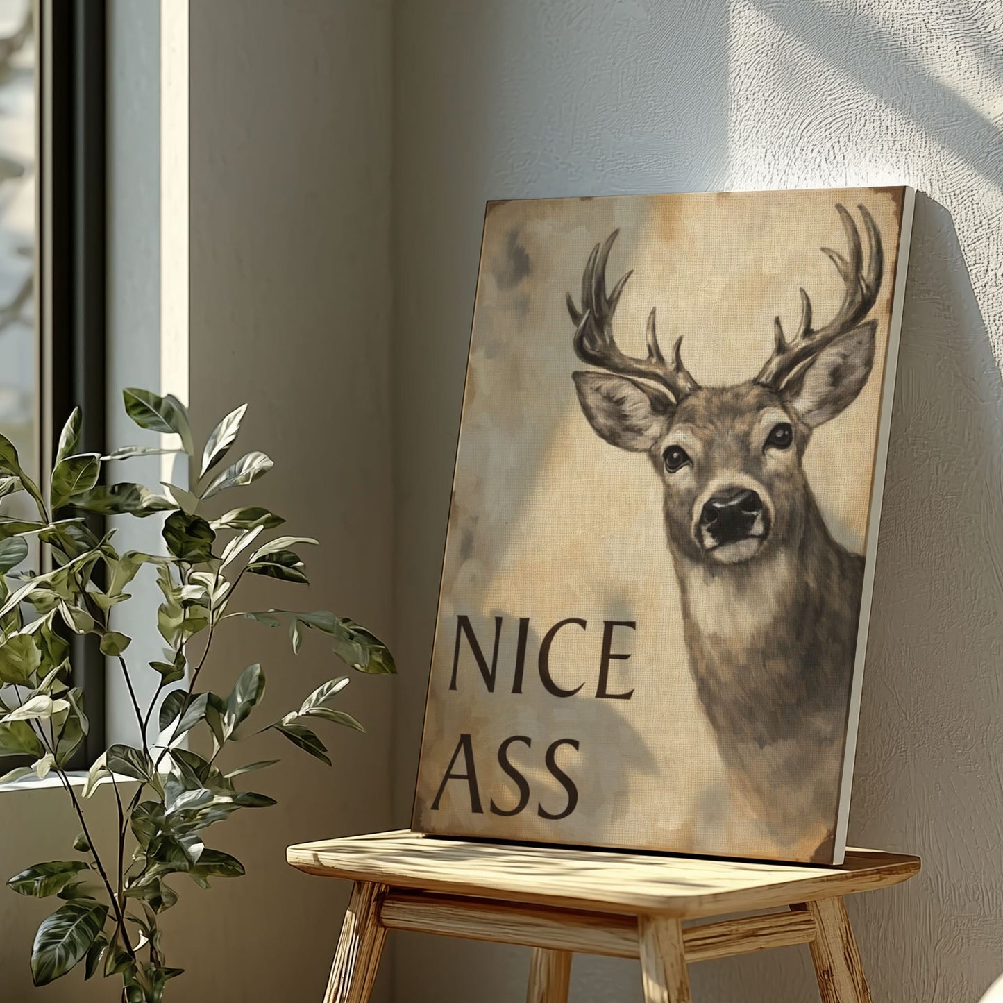 Nice Ass Deer Bathroom Wall Hangings Canvas