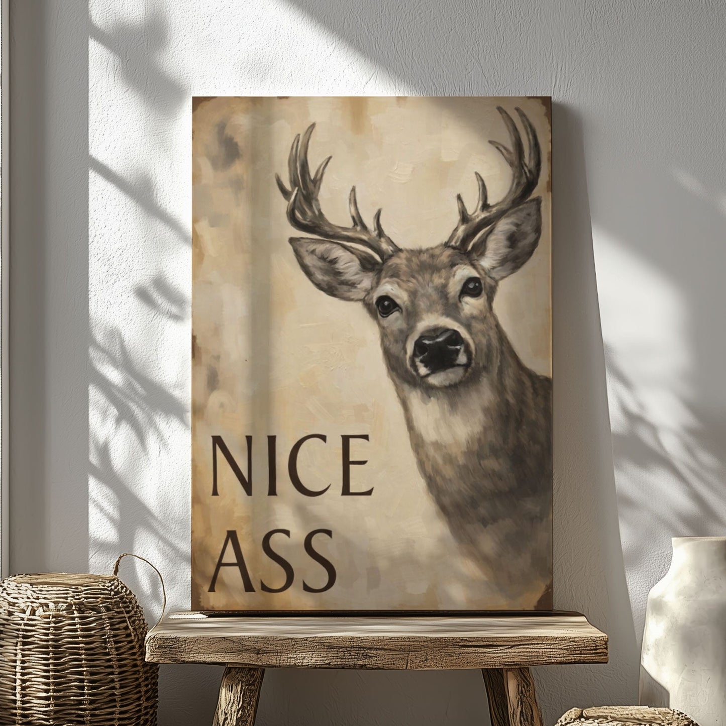 Nice Ass Deer Bathroom Wall Hangings Canvas