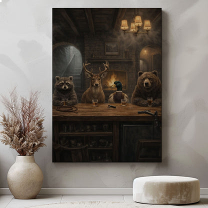 Animal Bar Wall Art Cabin Canvas