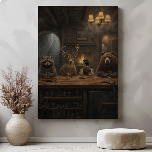 Animal Bar Wall Art Cabin Canvas