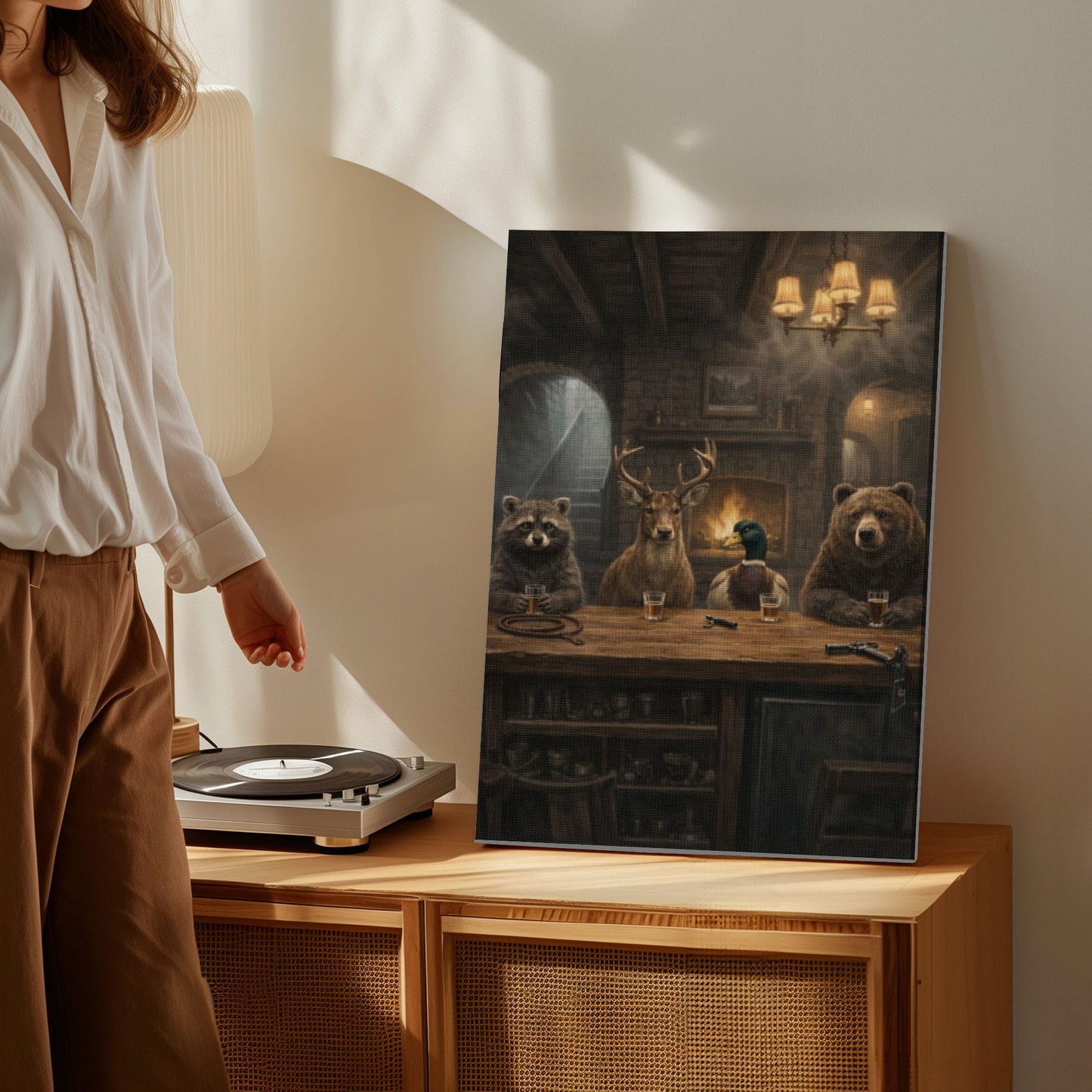 Animal Bar Wall Art Cabin Canvas