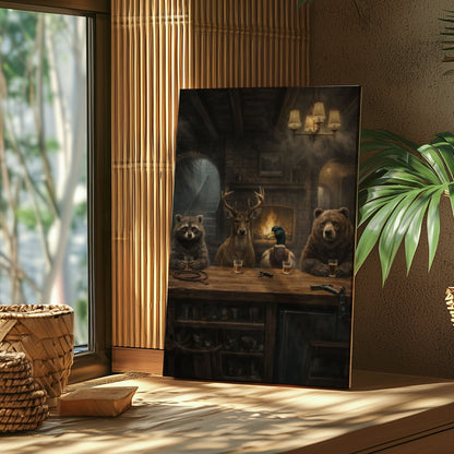 Animal Bar Wall Art Cabin Canvas