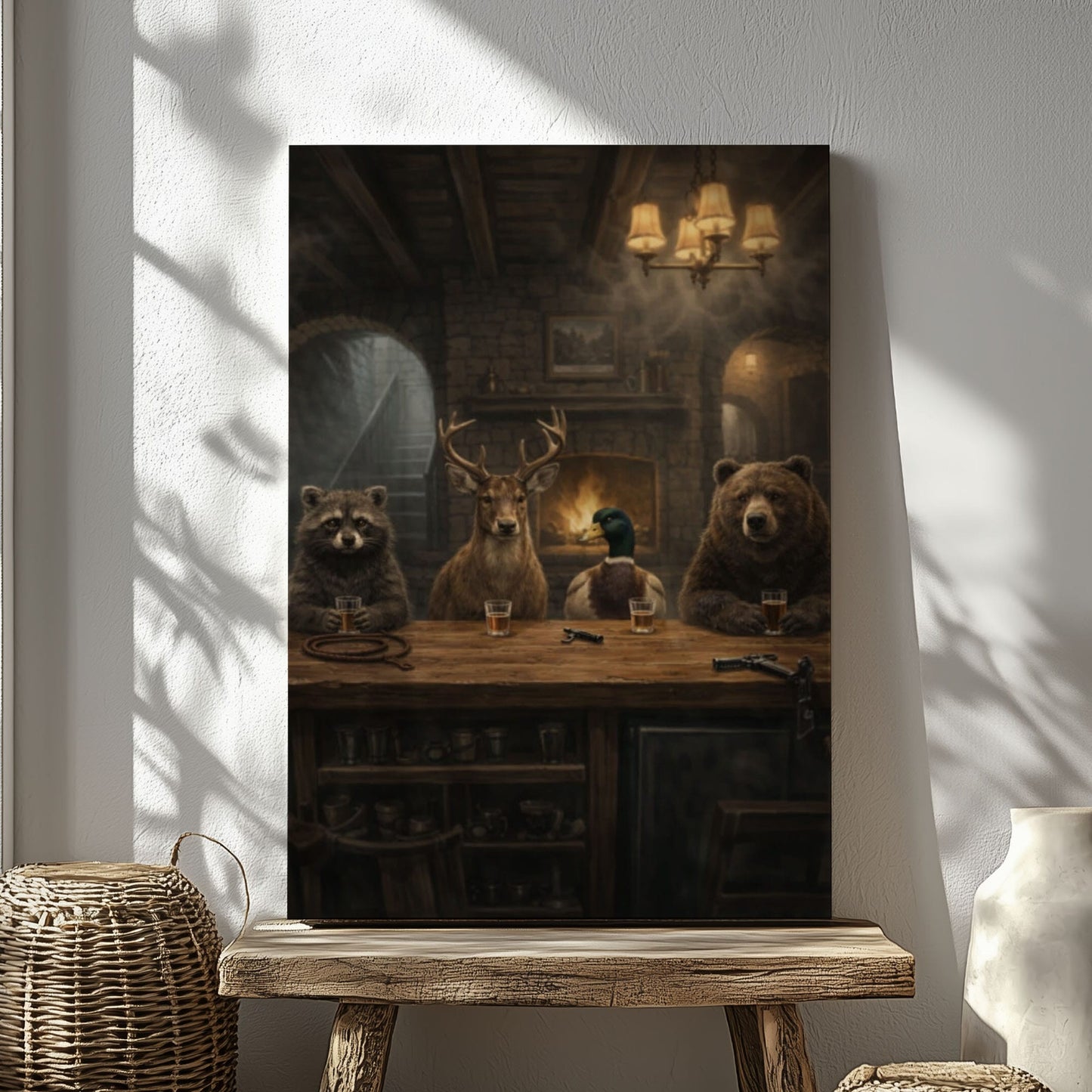 Animal Bar Wall Art Cabin Canvas
