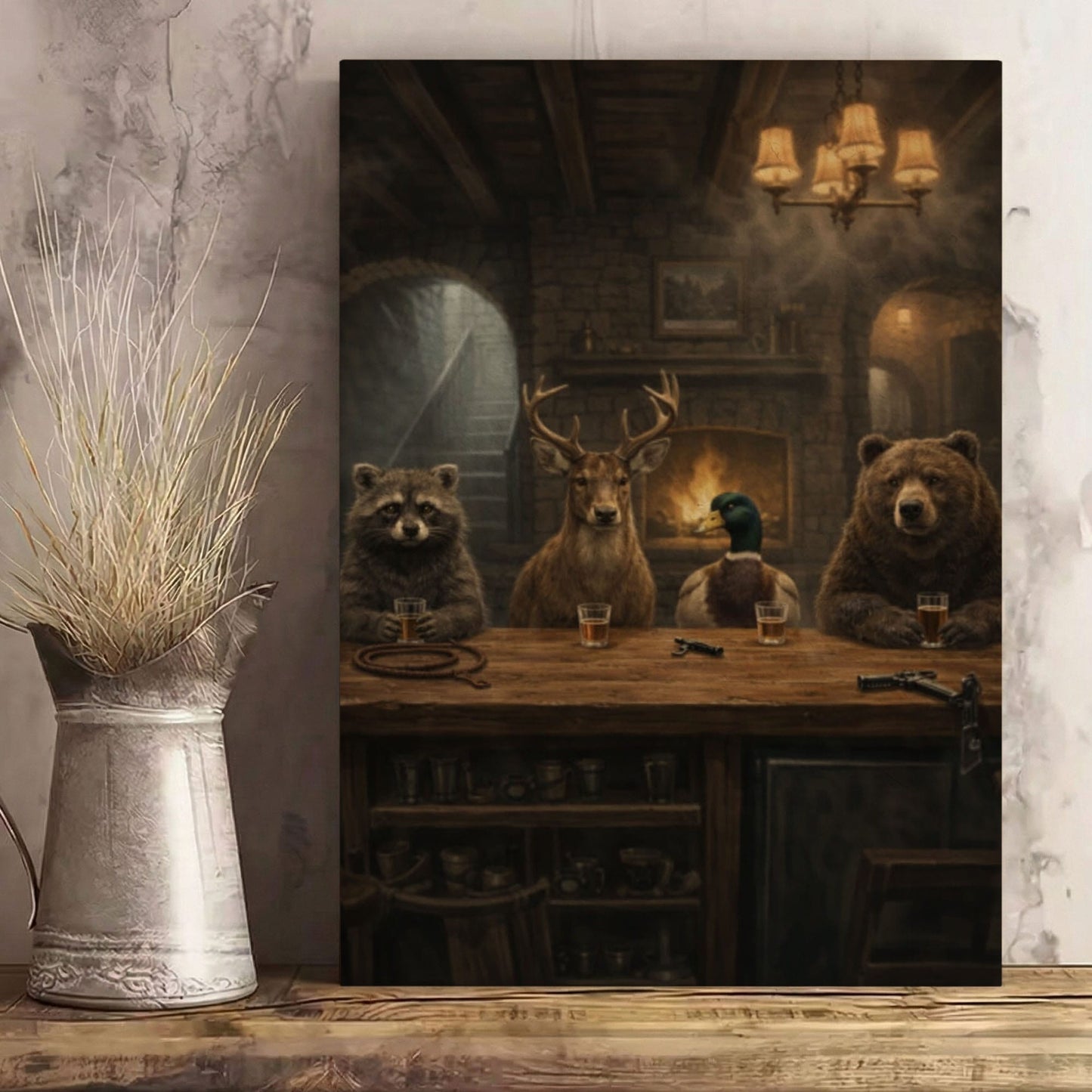Animal Bar Wall Art Cabin Canvas